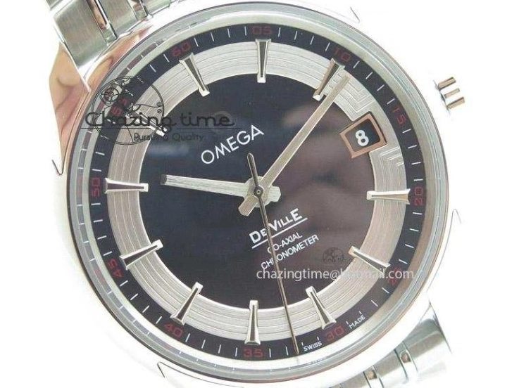 0823 De Ville Hour Vision Co-Axial 41mm SS V6F Best Edition Black Dial On SS Bracelet A BestValue 8277
